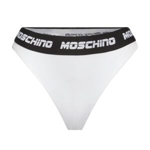 Moschino White high rise underwear panty with Black Logo Waistband thong